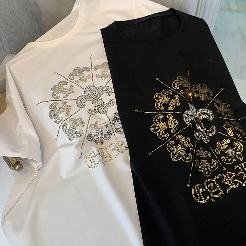 Men's Luxury Rhinestone Cross T-Shirt | Premium Bling Streetwear Crystal Graphic Tee
