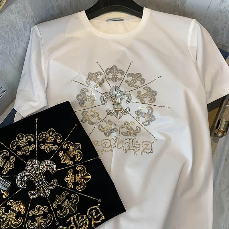 Men's Luxury Rhinestone Cross T-Shirt | Premium Bling Streetwear Crystal Graphic Tee