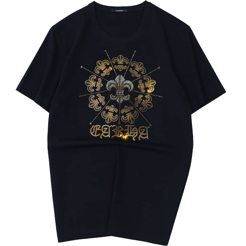 Men's Luxury Rhinestone Cross T-Shirt | Premium Bling Streetwear Crystal Graphic Tee